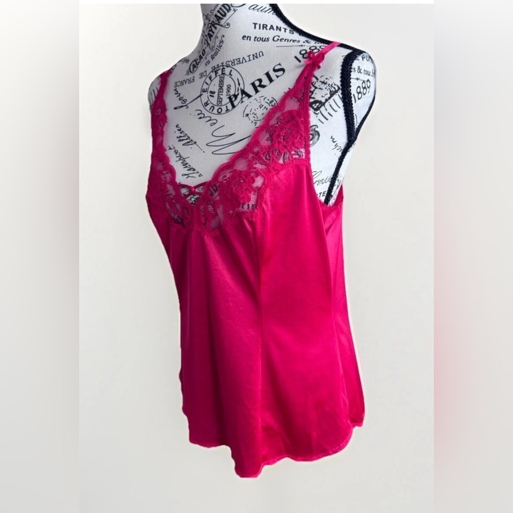 vintage 80 vanity fair red lace slip top women’s size 34 - Picture 4 of 6